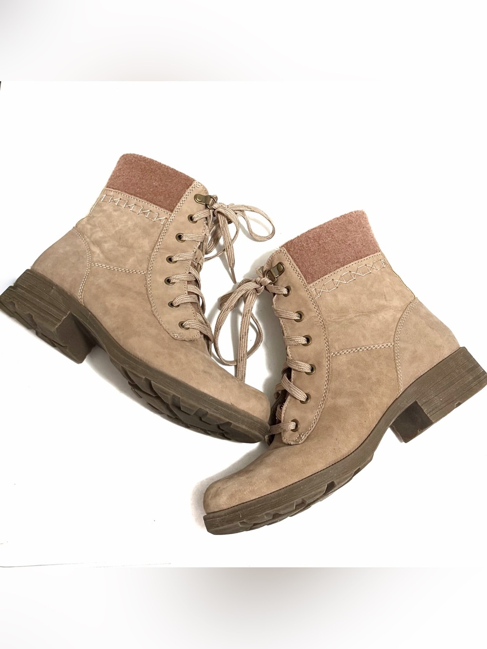 Earth Origins Women’s Lace-Up Boots in Light Pink